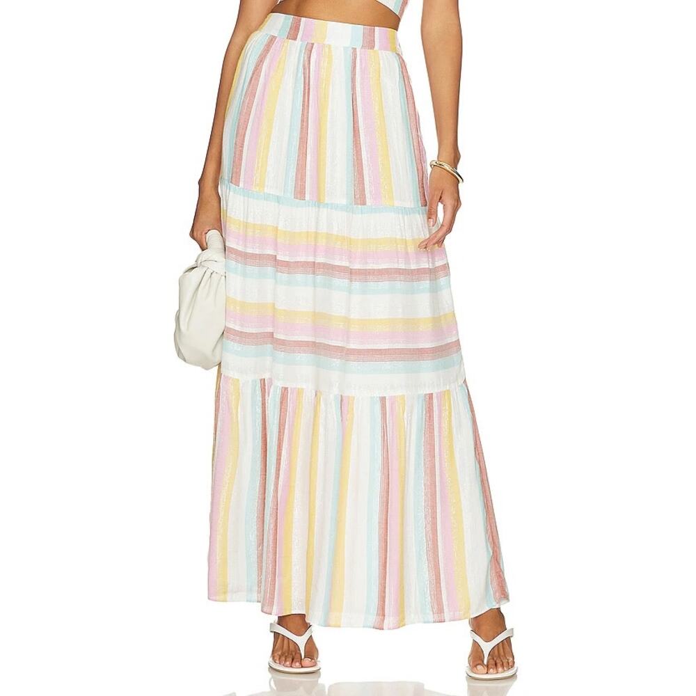 L*Space Bondi Striped Tiered Maxi Skirt in Almafi Coast Size S